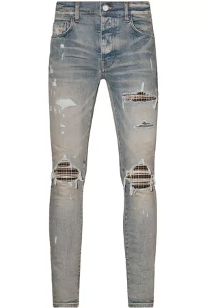 AMIRI Neon Plaid skinny jeans - Blue