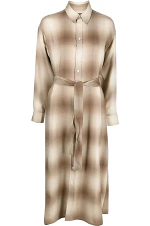 Ralph Lauren Women Printed Dresses - Plaid-pattern dress - Brown