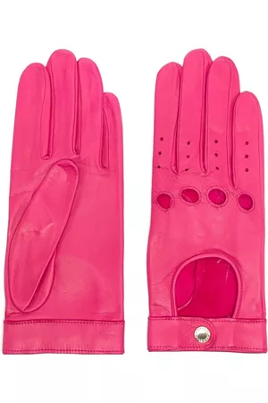 AGNELLE Cut-out leather driving gloves - Pink