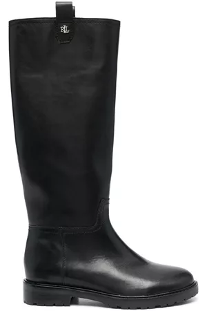 Ralph Lauren Women Thigh High Boots - Elden logo-plaque tall boots - Black