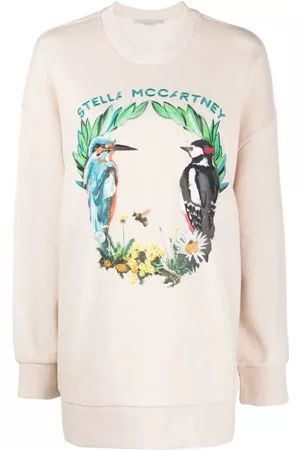 Stella McCartney Women Sweaters - Logo-print cotton jumper - Neutrals