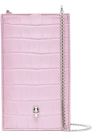 Alexander McQueen Women Phones Cases - Crocodile-effect phone bag - Pink