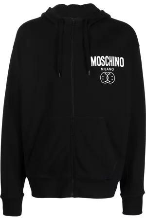 Moschino Men Hoodies - Logo-print cotton hoodie - Black