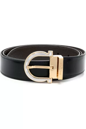 Salvatore Ferragamo Men Belts - Buckled leather belt - Black