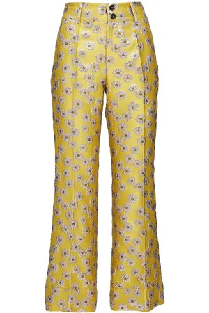La DoubleJ Hendrix floral-embroidery flared trousers
