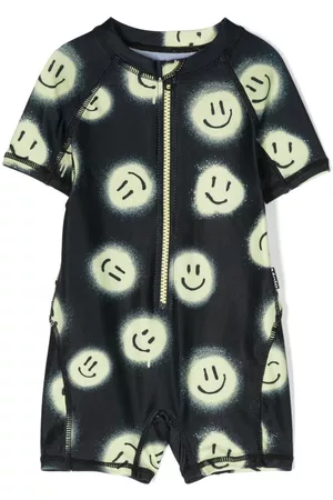 Molo Swimsuits - Neka smiley face-print swimsuit - Black
