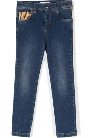 Roberto Cavalli Contrast-panel straight-leg jeans - Blue