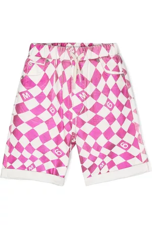 Maison Margiela Girls Shorts - Metallic warped check patten shorts - Pink