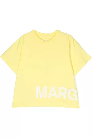 Maison Margiela Girls T-shirts - Logo print cotton T-shirt - Yellow