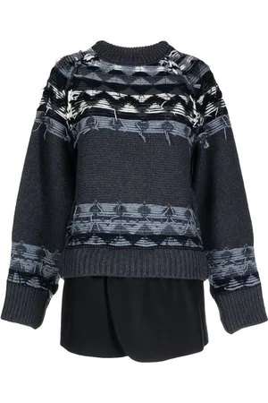 GOEN.J Layered distressed Fair Isle-knit sweater