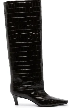 Totême Crocodile-embossed knee-high boots