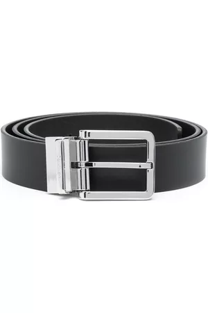 Calvin Klein Men Belts - Two-buckle leather belt - Black