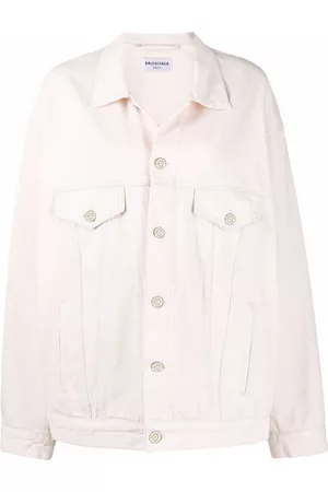 Balenciaga Women Denim Jackets - Oversized washed denim jacket - Neutrals