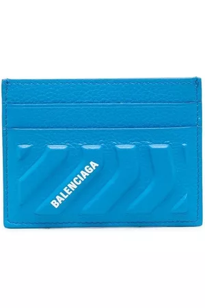 Balenciaga Logo-print leather cardholder - Blue