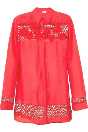 AMIR SLAMA Floral-lace detail oversize shirt