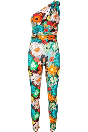 AMIR SLAMA Floral-print one-shoulder jumpsuit