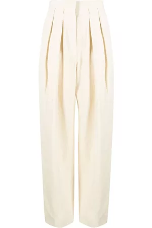 Stella McCartney Women Pants - High-waisted pleated trousers - Neutrals