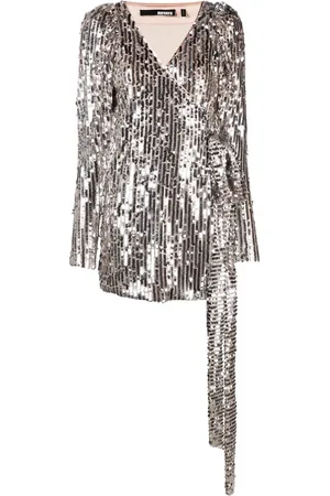 ROTATE Sequin-embellished V-neck dress