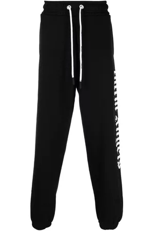 Palm Angels Men Sweatpants - Logo-print drawstring sweatpants - BLACK WHITE