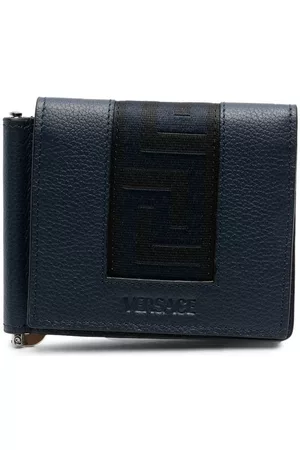 VERSACE Men Wallets - Logo-motif leather wallet - Blue