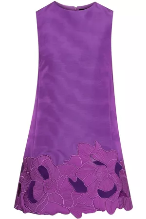 Oscar de la Renta Women Shift Dresses - Guipure-lace trim shift dress - Purple