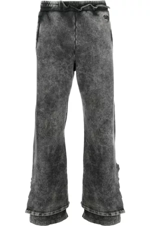 Diesel Men Wide Leg Pants - Logo-embroidered wide-leg track pants - Grey