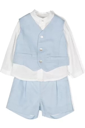 Mimilù Waistcoats - Shirt waistcoat linen trouser set - Blue