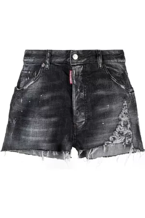 Dsquared2 Women Shorts - Distressed-effect denim shorts - Black