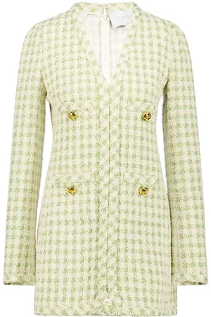 Giambattista Valli Check-print tweed blazer dress - Green