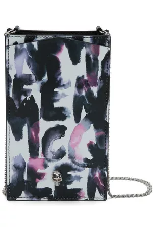 Alexander McQueen Graphic-print chain-strap phone case - Grey