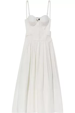 Proenza Schouler Women Midi Dresses - Pleated bustier midi dress - White