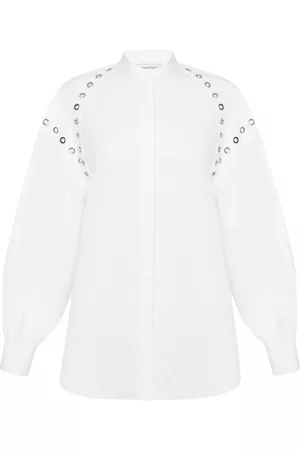 Alexander McQueen Women Shirts - Organic-cotton eyelet-detail shirt - White