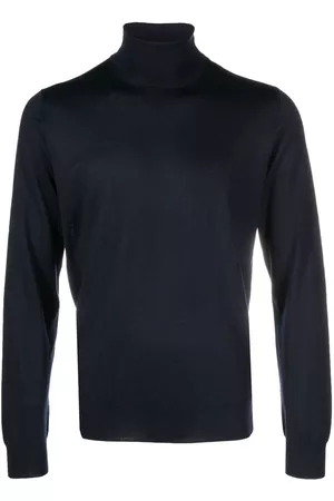 corneliani Men Turtleneck Sweaters - Roll-neck virgin wool jumper - Blue