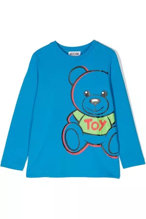 Moschino Long Sleeved T-Shirts - Teddy Bear-print long-sleeve T-shirt - Blue