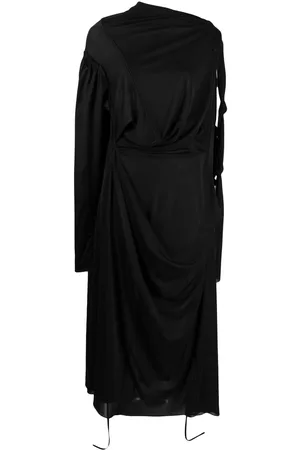 Acne Studios Women Asymmetrical Dresses - Asymmetric knotted scarf dress - Black