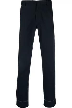 BRIONI Men Skinny Pants - Cotton slim-cut trousers - Blue