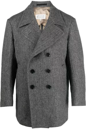 Maison Margiela Men Coats - Double-breasted wool coat - Grey