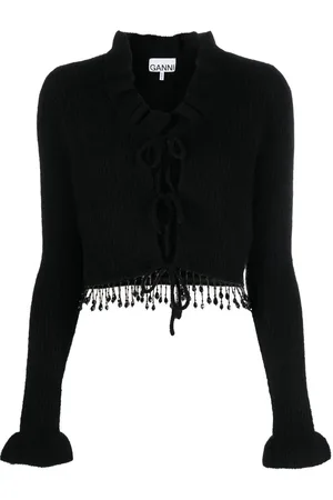 Ganni Beaded fringe knitted cardigan