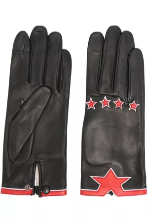 AGNELLE Star leather gloves - Black