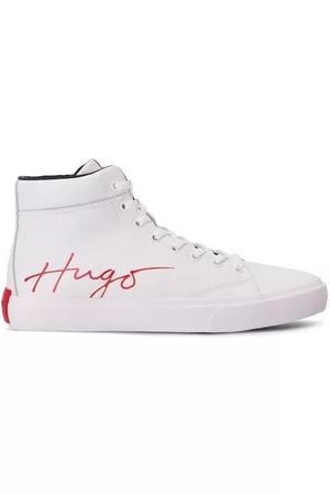 HUGO BOSS Men Sneakers - Handwritten logo-print sneakers - White