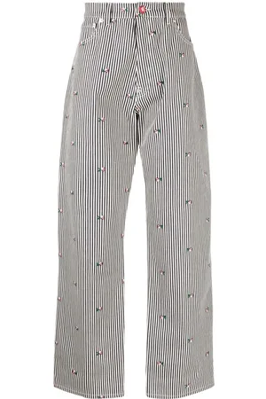 Kenzo Striped Floral Print Straight Leg Jeans