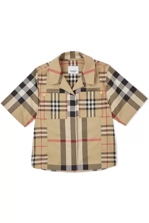 Burberry Shirts - Patchwork check stretch-cotton shirt - Neutrals