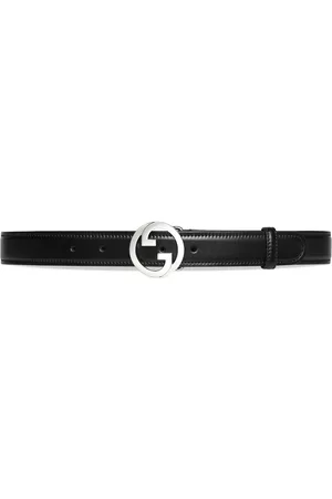 Gucci Monogram plaque leather belt - Black