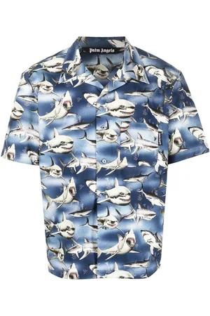 Palm Angels Sharks-print bowling shirt