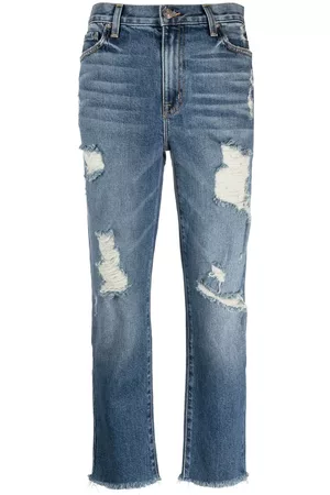 Current/Elliott Women Straight Jeans - Distressed straight-leg jeans - Blue