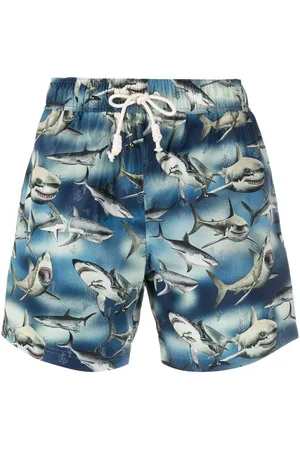 Palm Angels Sharks-print swim shorts