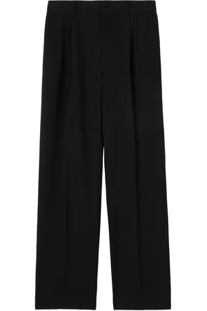 Burberry Men Formal Pants - Wide-leg pleated trousers - Black