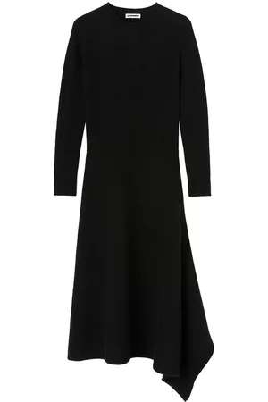 Jil Sander Wool asymmetric midi-dress - Black