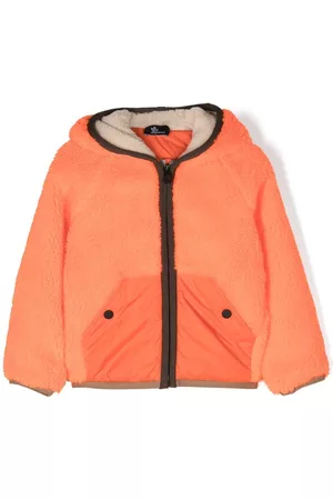 Moncler Boys Fleece Jackets - Zip-up fleece-lined hooded jacket - Orange