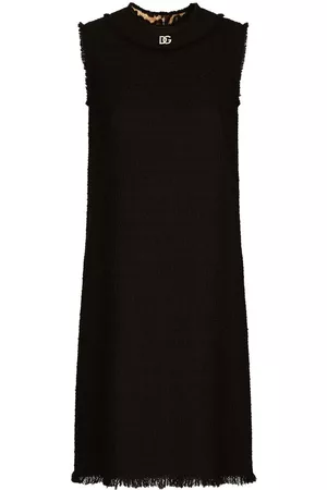 Dolce & Gabbana Women Shift Dresses - Logo-plaque crew-neck shift dress - Black